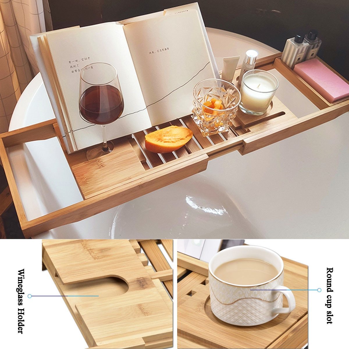 ALOMIE Bamboo Bathtub Tray™